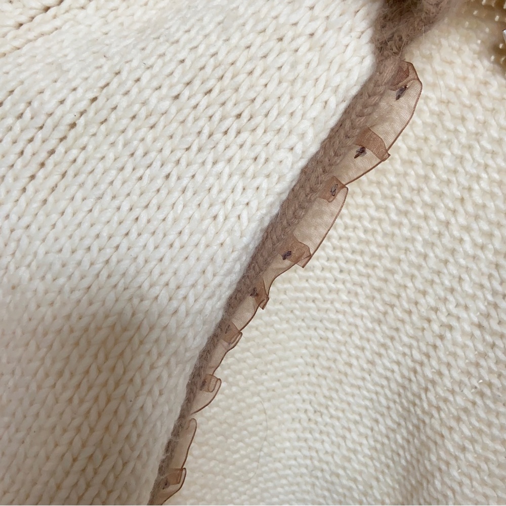 Cream Cardigan with Brown Ruffle - Picture 7 of 12